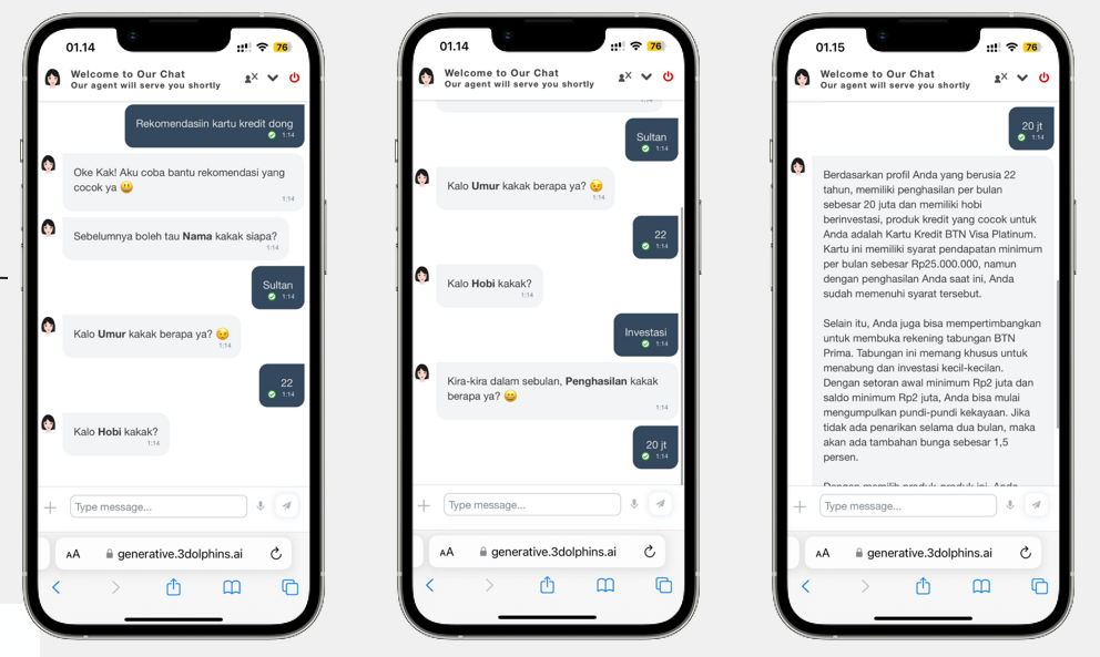 chatbot bank dapat memberikan rekomendasi program yang sesuai dengan nasabah atau calon nasabah.